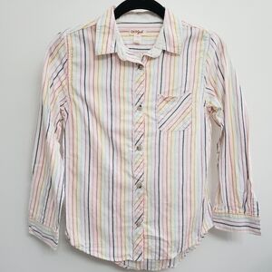 Cat & Jack Stripe Cotton Long Sleeve Button Blouse Girls Sz L